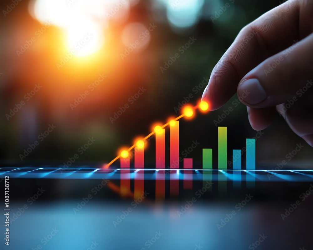 Hand tracking growth chart on digital display