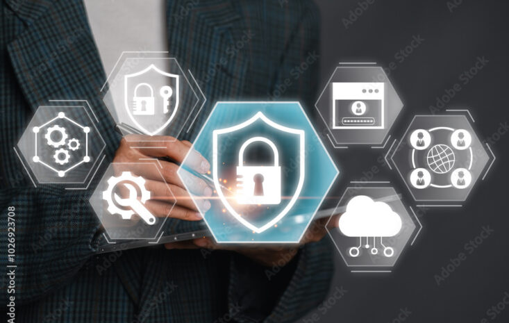 Visual representation of the SASE concept featuring digital security icons and cloud technology for modern network solutions.